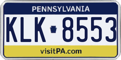 PA license plate KLK8553
