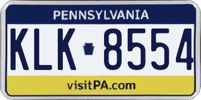 PA license plate KLK8554