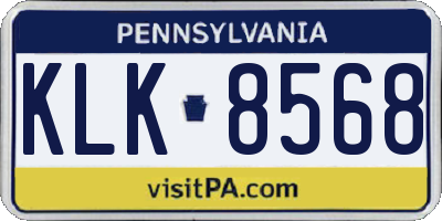 PA license plate KLK8568