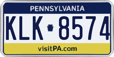 PA license plate KLK8574