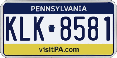 PA license plate KLK8581