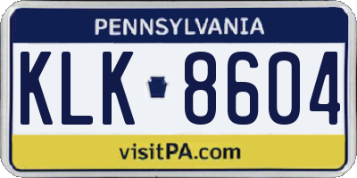 PA license plate KLK8604