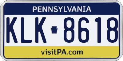PA license plate KLK8618