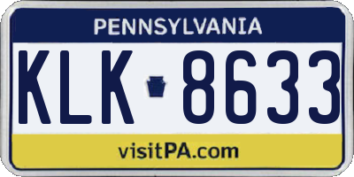 PA license plate KLK8633