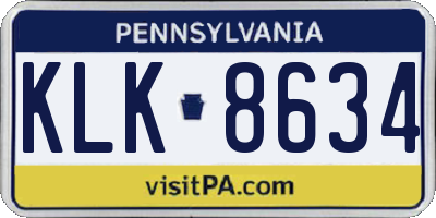 PA license plate KLK8634