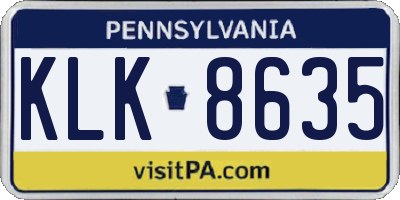 PA license plate KLK8635