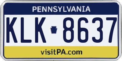 PA license plate KLK8637