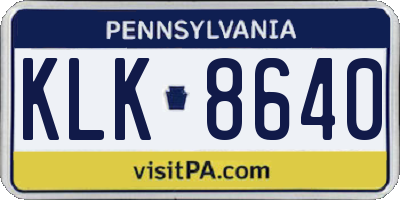 PA license plate KLK8640
