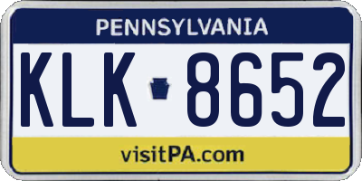 PA license plate KLK8652