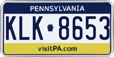 PA license plate KLK8653