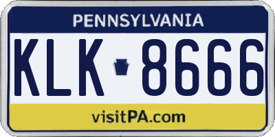 PA license plate KLK8666