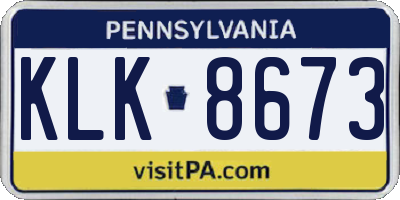 PA license plate KLK8673