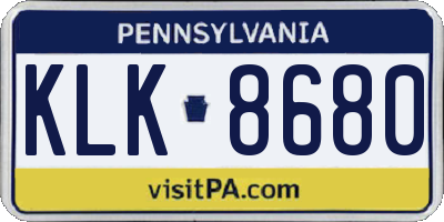 PA license plate KLK8680