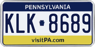 PA license plate KLK8689