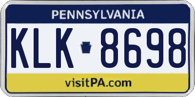 PA license plate KLK8698