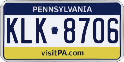 PA license plate KLK8706