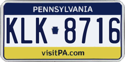 PA license plate KLK8716