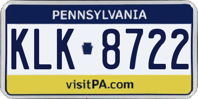 PA license plate KLK8722