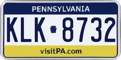 PA license plate KLK8732