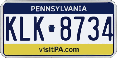 PA license plate KLK8734