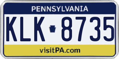 PA license plate KLK8735