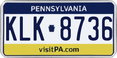 PA license plate KLK8736