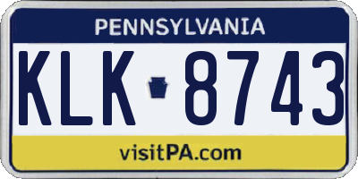 PA license plate KLK8743