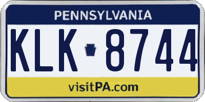 PA license plate KLK8744