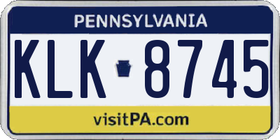PA license plate KLK8745
