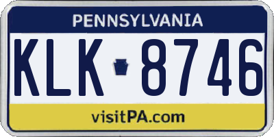 PA license plate KLK8746