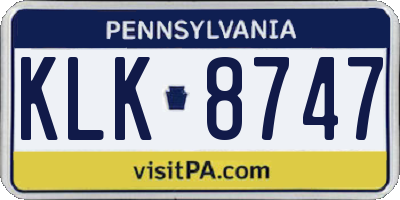 PA license plate KLK8747