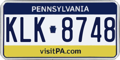PA license plate KLK8748