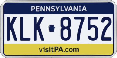 PA license plate KLK8752