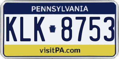 PA license plate KLK8753