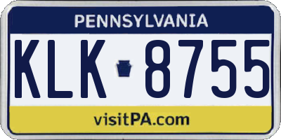 PA license plate KLK8755