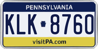 PA license plate KLK8760