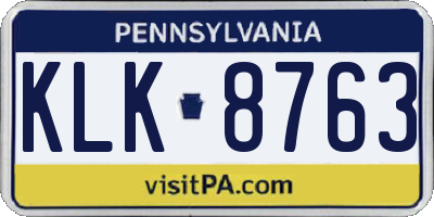 PA license plate KLK8763