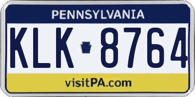 PA license plate KLK8764