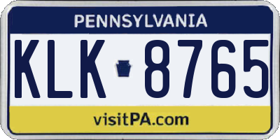 PA license plate KLK8765
