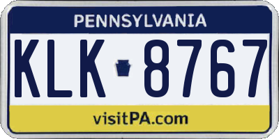 PA license plate KLK8767