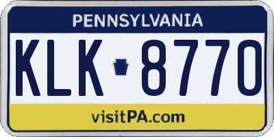PA license plate KLK8770