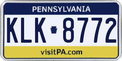 PA license plate KLK8772