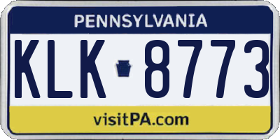 PA license plate KLK8773