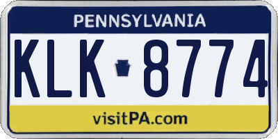 PA license plate KLK8774