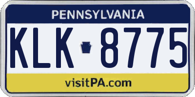 PA license plate KLK8775