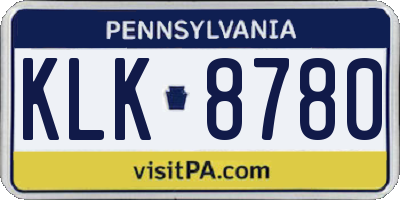 PA license plate KLK8780