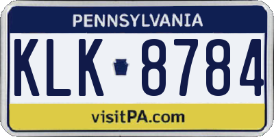 PA license plate KLK8784