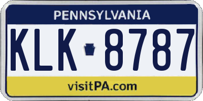PA license plate KLK8787