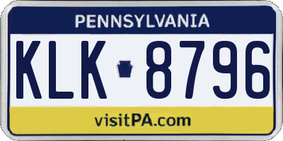 PA license plate KLK8796