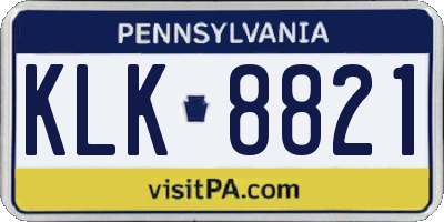 PA license plate KLK8821